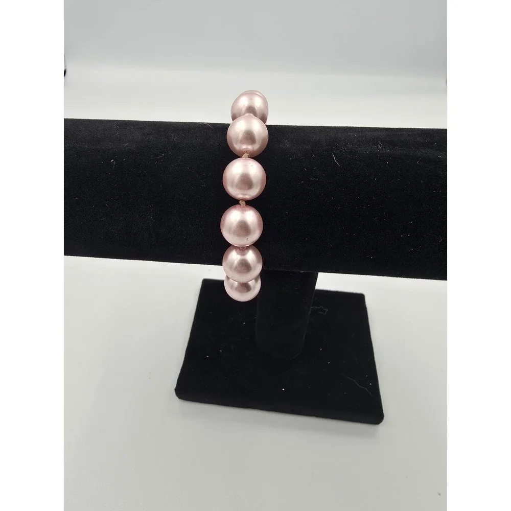 KISSAKA‎ Vintage Pink Faux Pearl Glass Bracelet Barbie Spring
